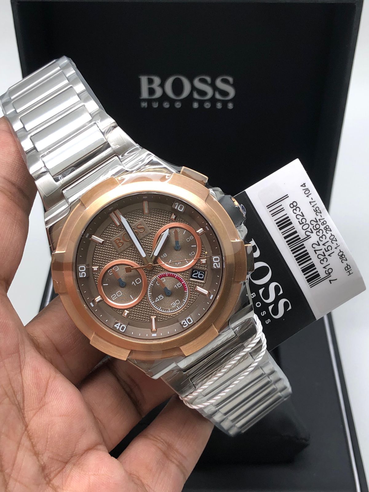 Hugo Boss Men’s Chronograph Quartz Stainless Steel Grey Dial 45mm Watch 1513362