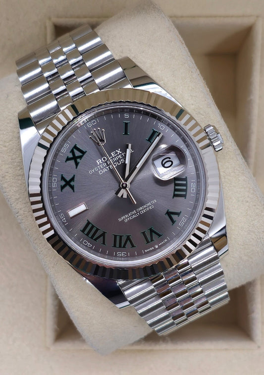 DateJust | Silver Chain | Green Roman Grey Dial