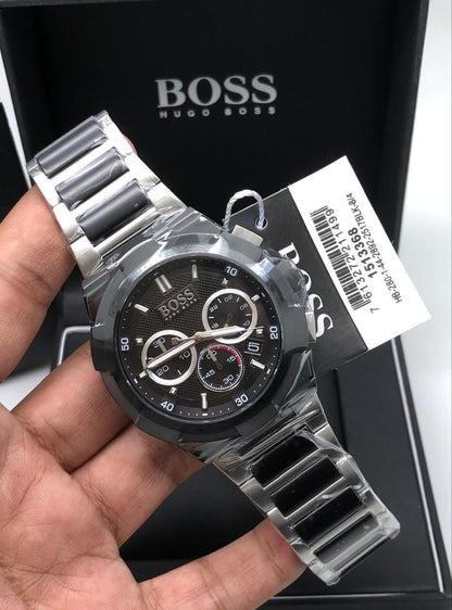 Hugo Boss Supernova Black Dial Two Tone Steel Strap Watch for Men - 1513368