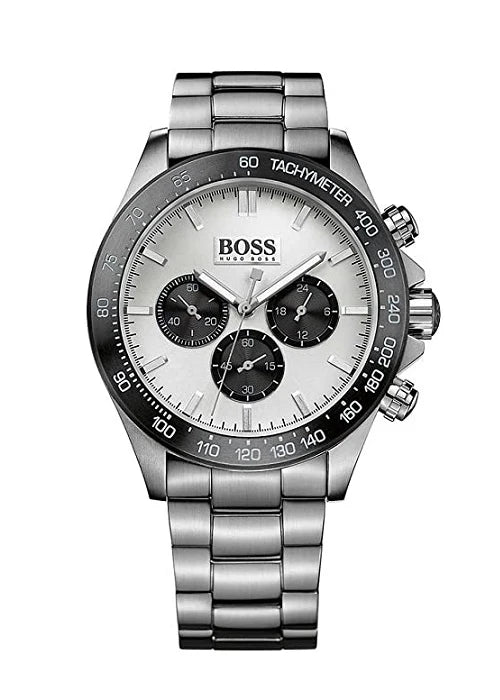 HUGO BOSS MENS'S WATCH 1512964 IKON SILVER AND BLACK CHRONO