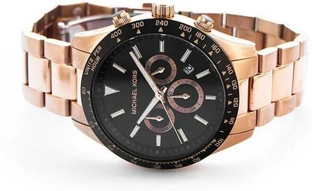 Michael Kors Layton Chronograph Black Dial Rose Gold Steel Strap Watch For Men - MK8824