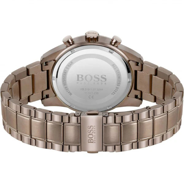 HUGO BOSS Skymaster Brown Stainless Steel Blue Dial Chronograph Quartz Watch for Gents - HUGO BOSS 1513788