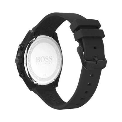 HUGO BOSS Velocity Black Silicone Strap Black Dial Chronograph Quartz Watch for Gents - 1513720