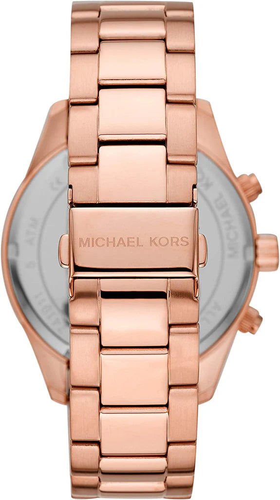 Michael Kors Layton Chronograph Black Dial Rose Gold Steel Strap Watch For Men - MK8824